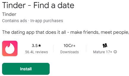 फ्री में लड़कियों से बात करने वाला ऐप्स - Tinder - Dating App